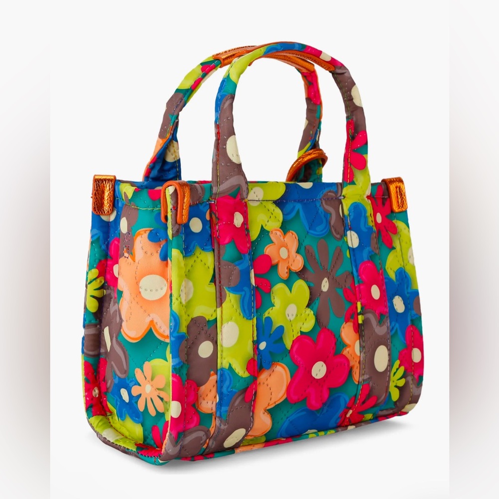 NWOT Kurt Geiger Multicolor Floral Tote with Orange Strap - Picture 2 of 6